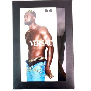 Versace Medusa Short Sleeve Round Neck Undershirt 2-Pack in Black - Men's Medium